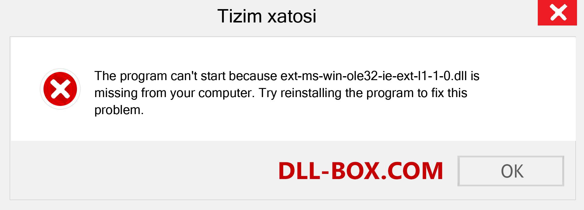 ext-ms-win-ole32-ie-ext-l1-1-0.dll fayli yo'qolganmi?. Windows 7, 8, 10 uchun yuklab olish - Windowsda ext-ms-win-ole32-ie-ext-l1-1-0 dll etishmayotgan xatoni tuzating, rasmlar, rasmlar